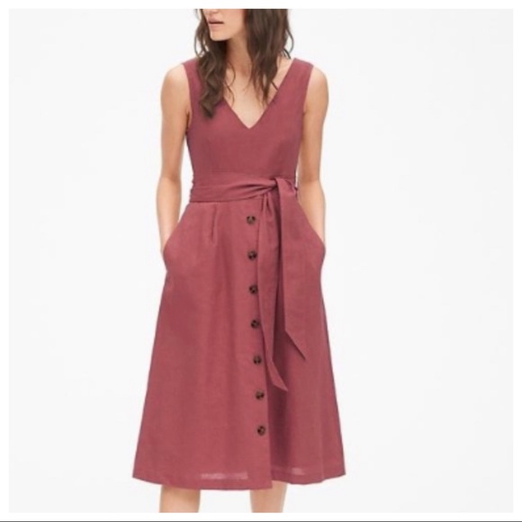 GAP Dresses & Skirts - Gap linen button front midi dress